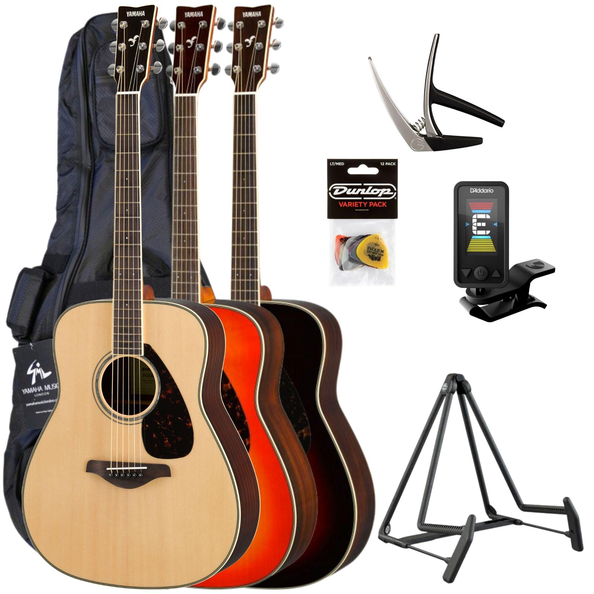 Yamaha FG830 Acoustic Guitar Pack In Various Colours