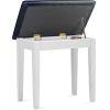 Piano Stool Bench in White Satin Finish with Black Vinyl top. Includes Storage Compartment
