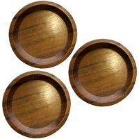 Large Piano Castor Cup in Laurel Wood 100mm Set of 3