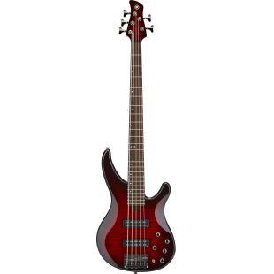 TRBX605FM 5-String Electric Bass Guitar In Dark Red Burst Finish