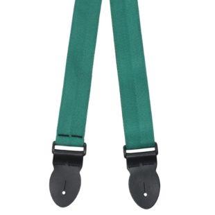 Woven Webbing Strap with leather End - Green