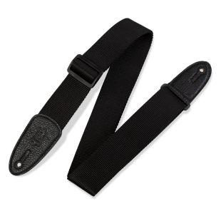M8-BLK Soft-hand Polypropylene 2" Guitar Strap with Leather Ends 