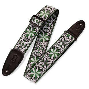 M8HT-11 Jacquard Weave2" Guitar Strap with Poly Back & Leather Ends   