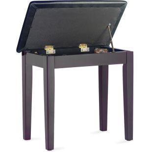 Piano Stool Bench in Rosewood Satin Finish with Black Vinyl top. Includes Storage Compartment