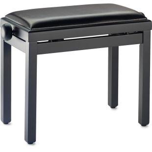 Adjustable Piano Stool Bench in Black Satin Finish with Black Vinyl top