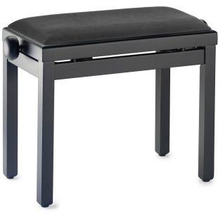 Adjustable Piano Stool Bench in Black Satin Finish with Black Velvet top