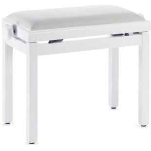 Adjustable Piano Stool Bench in White Satin Finish with White Velvet top