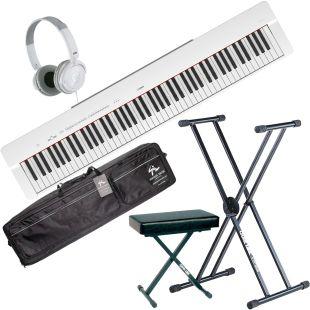 P-225 White Portable Digital Piano Deluxe Pack