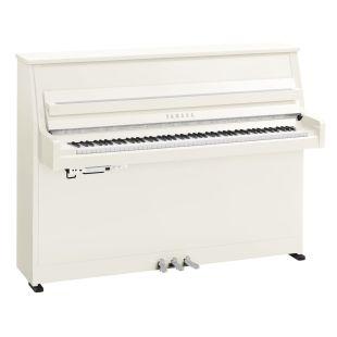 B10 TC3 TransAcoustic Upright Piano in Polished White Finish with Chrome Fittings