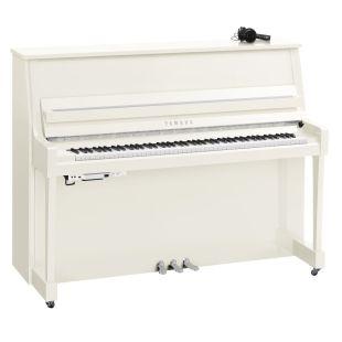 B20 SC3 Silent Upright Piano in Polished White  Finish With Chrome Fittings