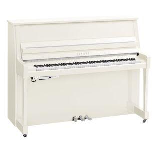 B20 TC3 TransAcoustic Upright Piano in Polished White Finish With Chrome Fittings
