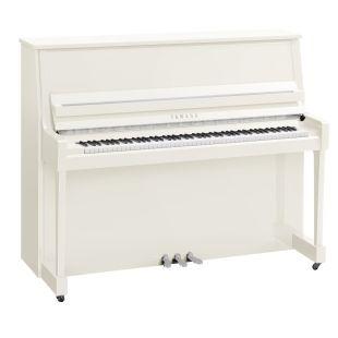 B30 SC3 Silent Upright Piano in Polished White Finish with Chrome Fittings