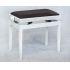 In Polished White Finish With A Black Hide Seat Top