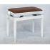 In Polished White Finish With A Light Brown Hide Seat Top