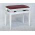 In Polished White Finish With A Bordeaux Red Hide Seat Top