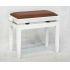 Polished Brilliant White Finish With Light Brown Hide Seat Top