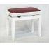 Polished Brilliant White Finish With Bordeaux Red Hide Seat Top