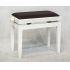 In White Finish With A Dark Brown Hide Seat Top