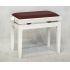 White Finish With Bordeaux Red Hide Seat Top