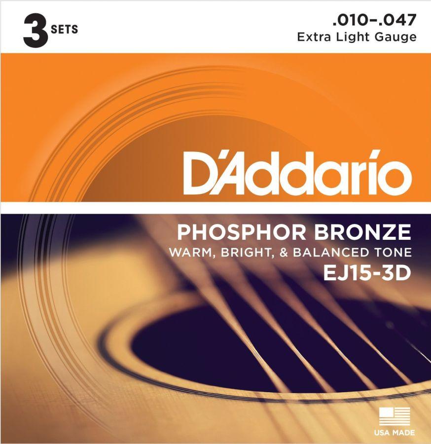 EJ15-3D Phosphor Bronze, Extra Light, 10-47 (3 pack)