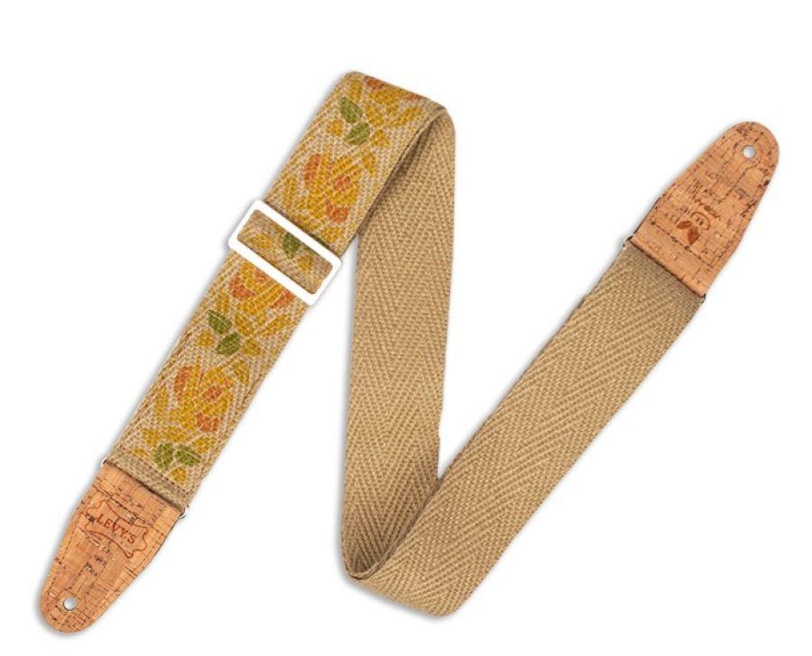 MH8P-008 Natural Hemp Webbing 2&quot; Guitar Strap with Cork Ends