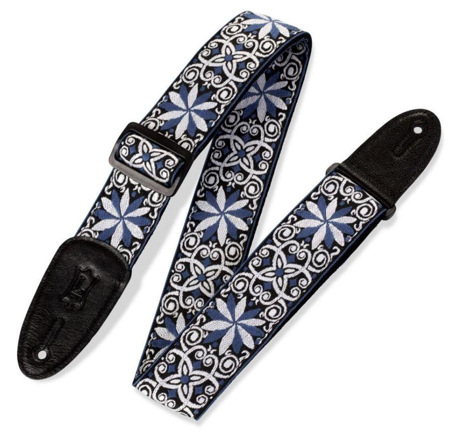 M8HT-10 Jacquard Weave 2&quot; Guitar Strap with Poly Back &amp; Leather Ends    