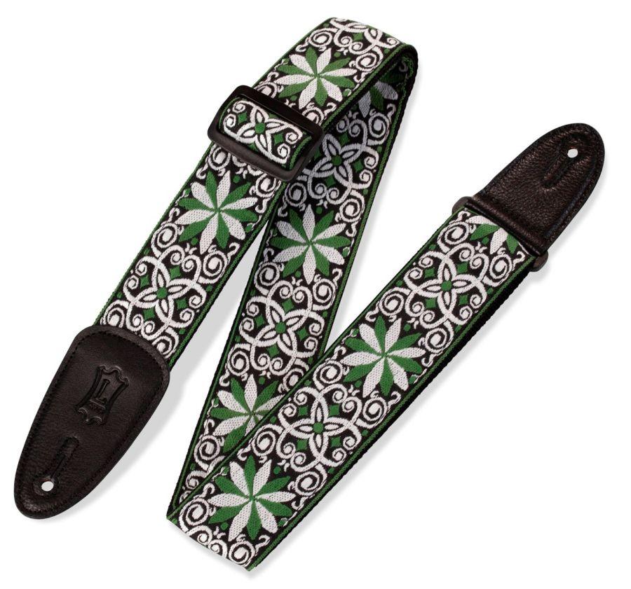 M8HT-11 Jacquard Weave2&quot; Guitar Strap with Poly Back &amp; Leather Ends   