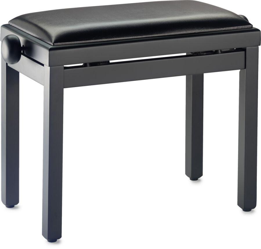 Adjustable Piano Stool Bench in Black Satin Finish with Black Vinyl top