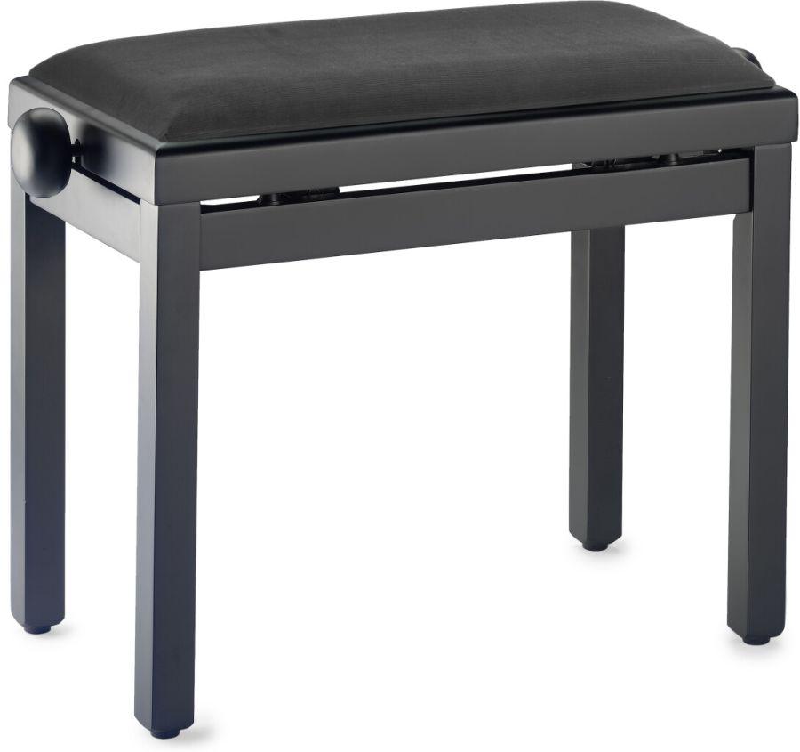 Adjustable Piano Stool Bench in Black Satin Finish with Black Velvet top