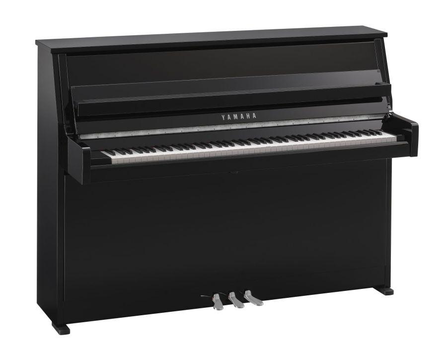 B10 Upright Piano in Polished Ebony Finish with Chrome Fittings