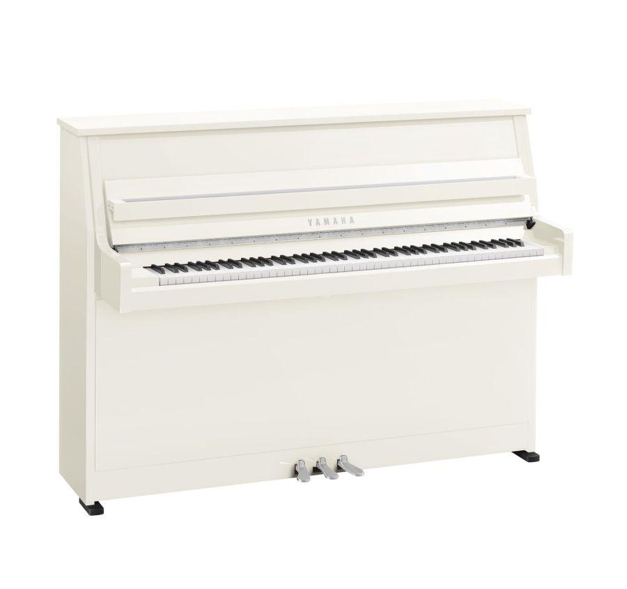 B10 Upright Piano in Polished White Finish with Chrome Fittings