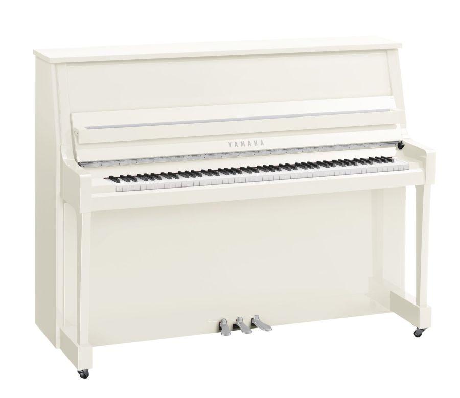 B20 Upright Piano in Polished White Finish With Chrome Fittings
