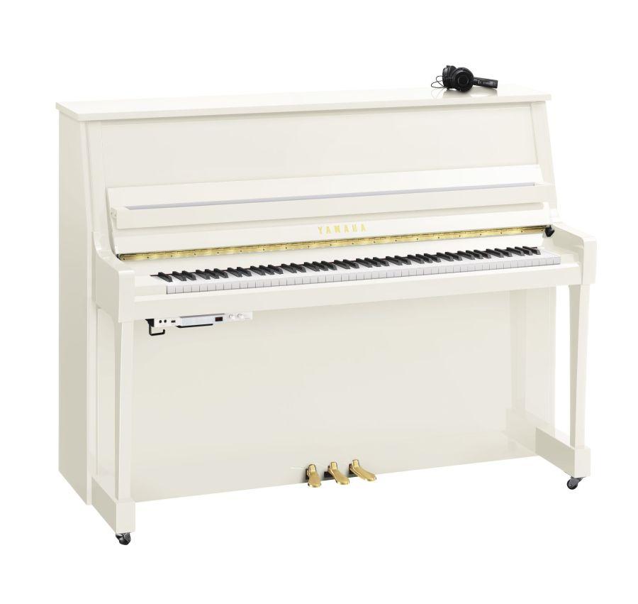 B20 Silent Upright Piano in Polished White Finish