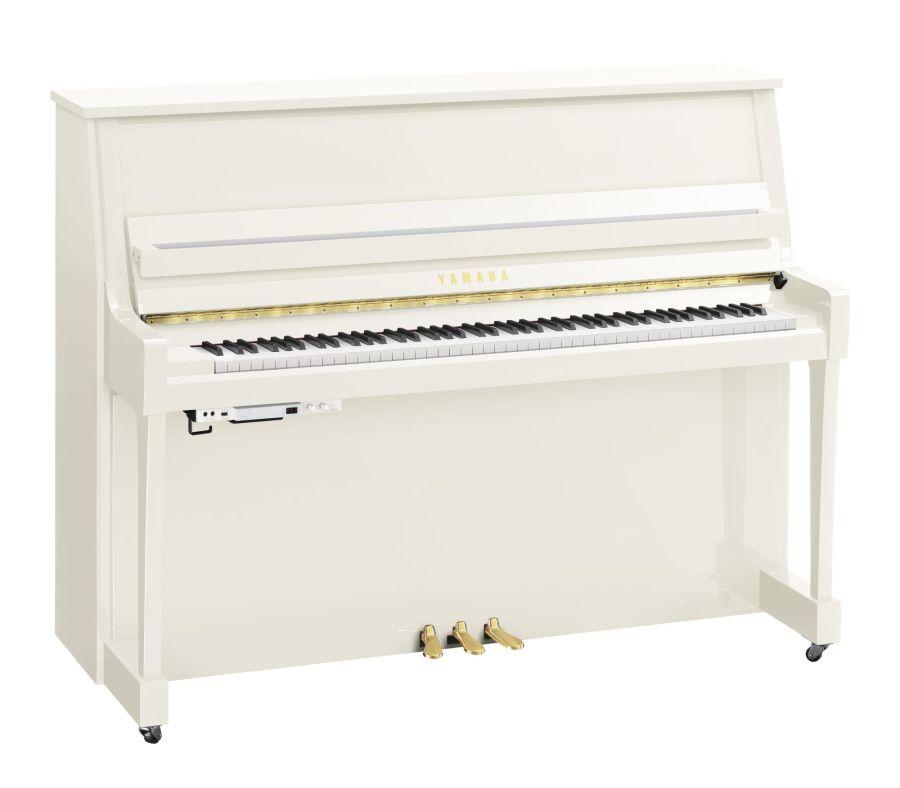 B20 TransAcoustic Upright Piano in Polished White Finish