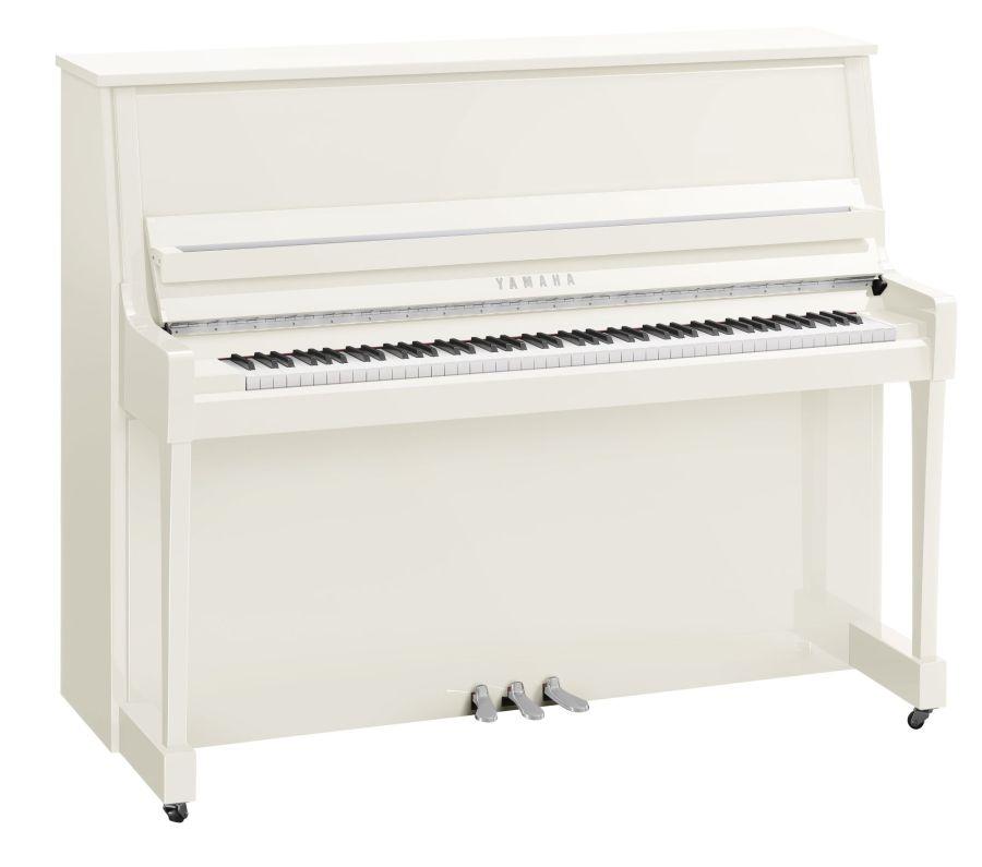 B30 SC3 Silent Upright Piano in Polished White Finish with Chrome Fittings