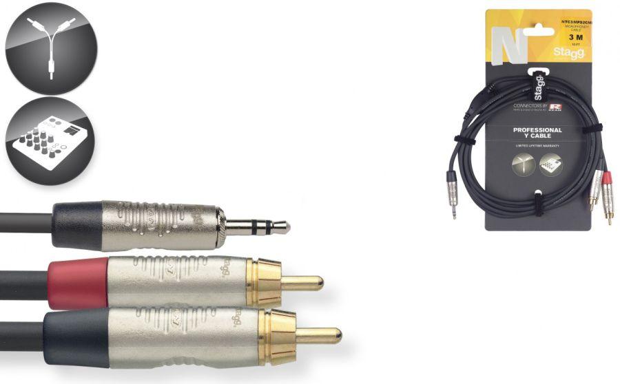 NYC3-MPS2CMR Stereo Mini Phone Plug / 2 x RCA Male