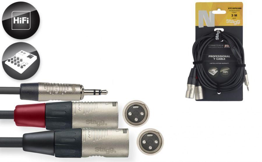 NYC3-MPS2XMR Stereo Mini Phone Plug / 2 x XLR Male