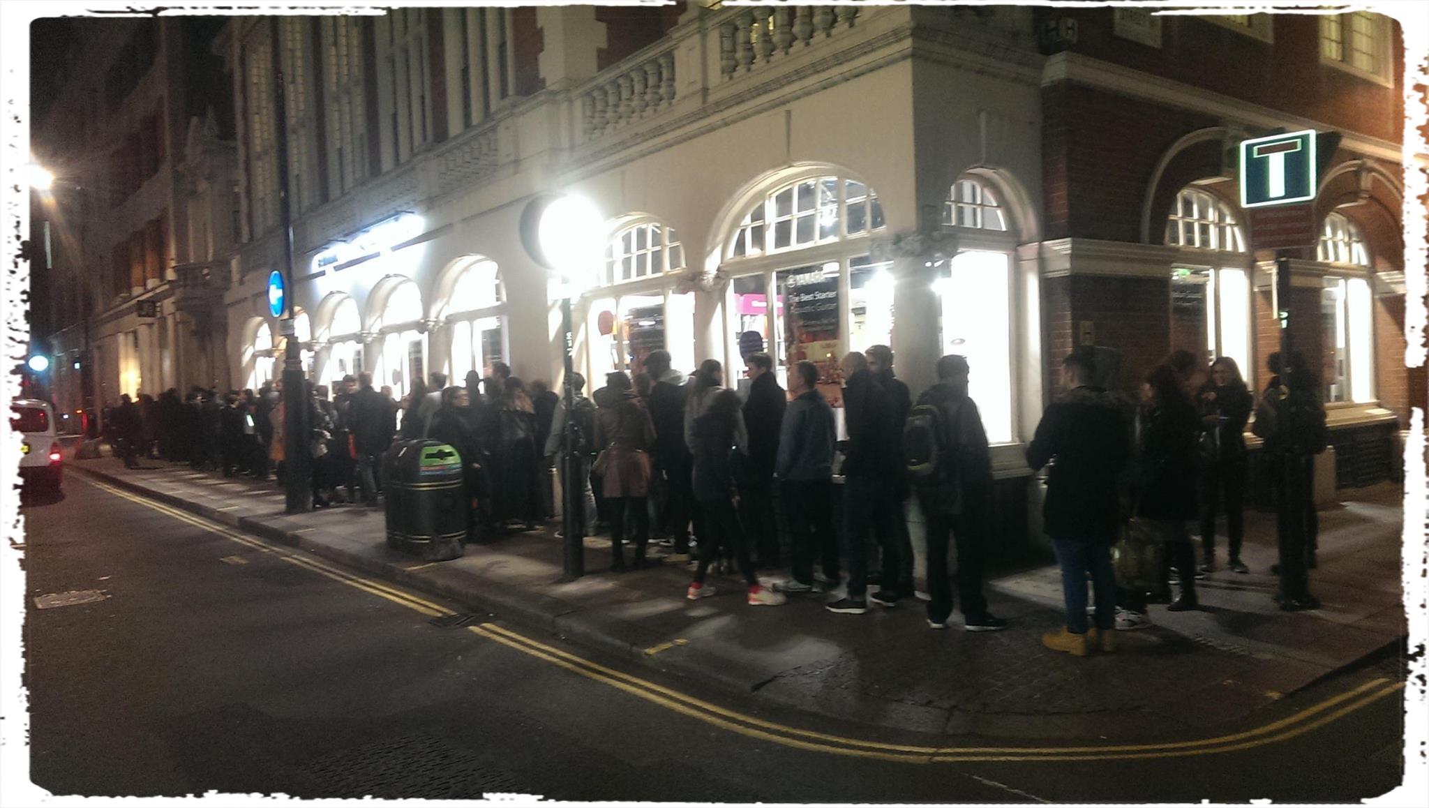 Crowd queuing to get into Yamaha Music London