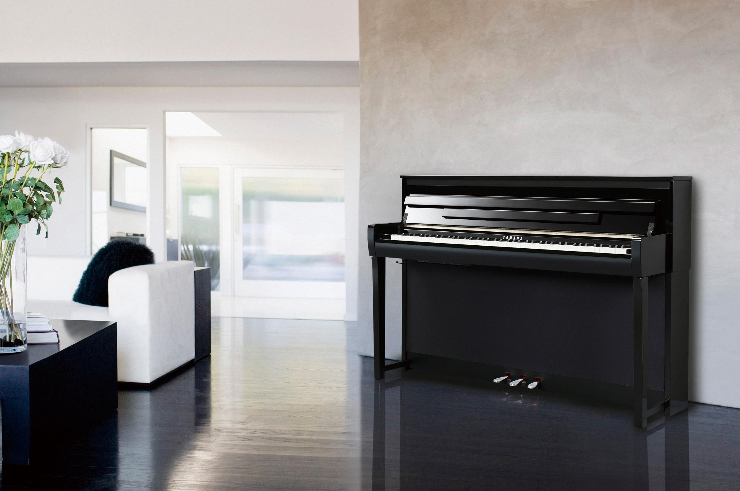 Photo of a Yamaha Clavinova piano in a contemporary living room