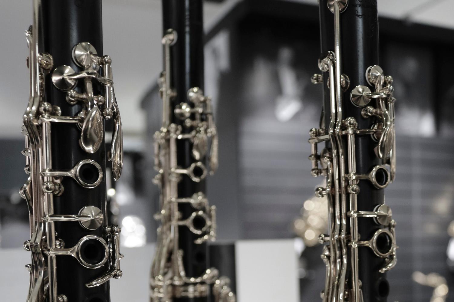 Close-up of a selection of Yamaha Clarinets