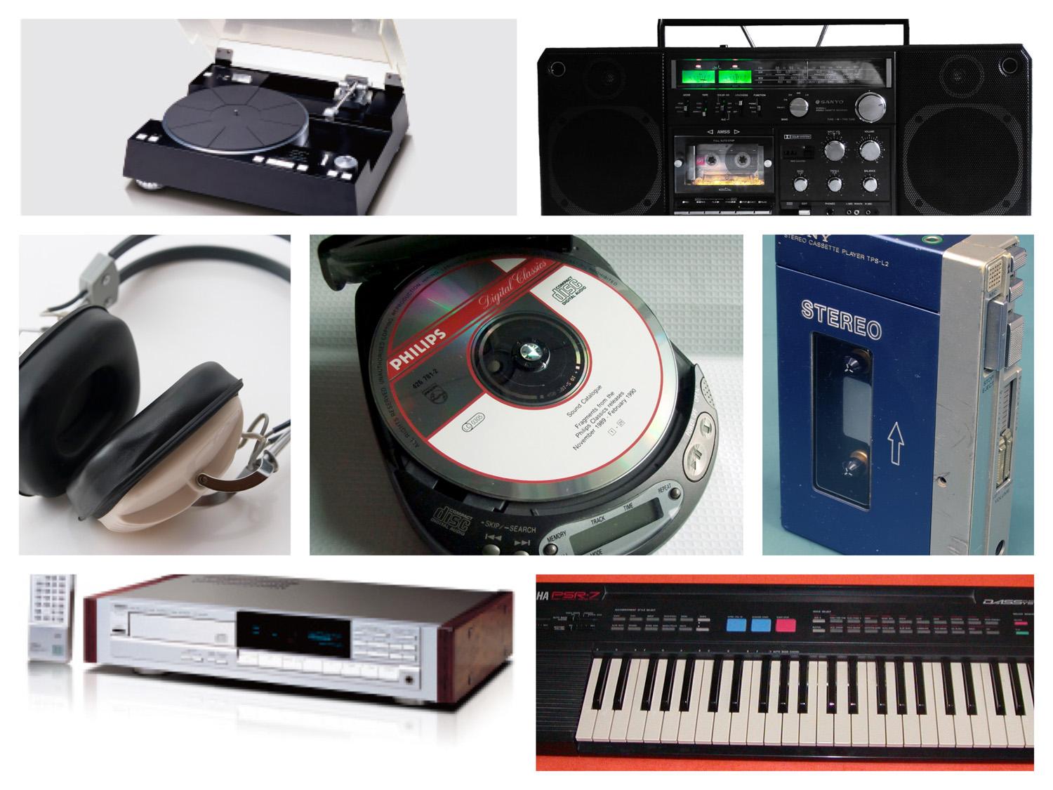 Photos of iconic music-playing technologies from the 1970s and 1980s