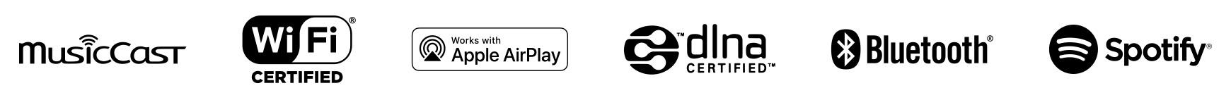 Supports MusicCast, Airplay, DLNA, Bluetooth and Spotify
