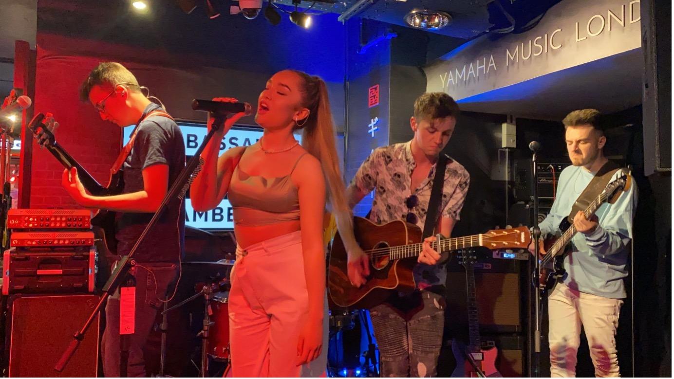 Amber T and Galaxy Thief performing together on the Yamaha Music London stage