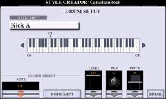 Screenshot of the PSR-A3000's drum editor